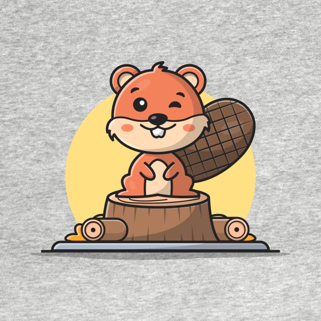 Cute Beaver Sitting Cartoon Vector Icon Illustration by Catalyst Labs